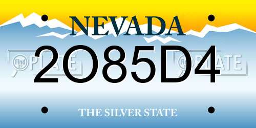 2O85D4 Nevada License Plate