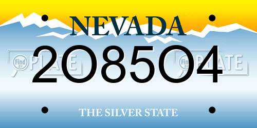 2O85O4 Nevada License Plate