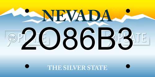 2O86B3 Nevada License Plate