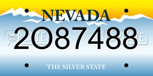 2O87488 Nevada License Plate