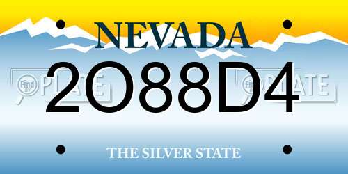 2O88D4 Nevada License Plate