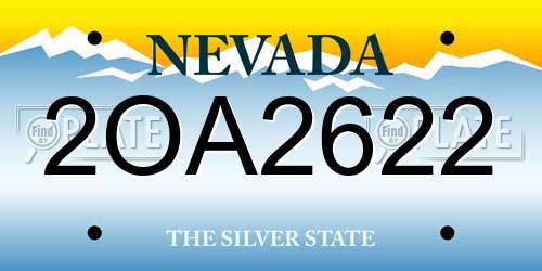 2OA2622 Nevada License Plate