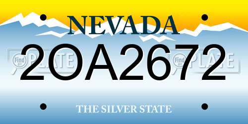 2OA2672 Nevada License Plate