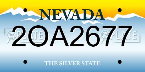 2OA2677 Nevada License Plate