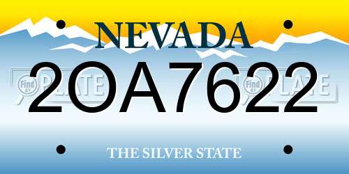 2OA7622 Nevada License Plate