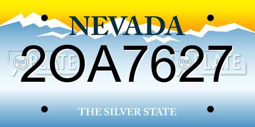 2OA7627 Nevada License Plate