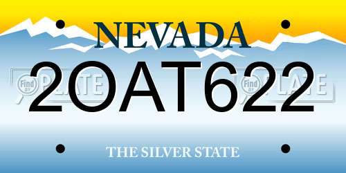 2OAT622 Nevada License Plate