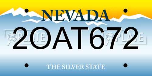 2OAT672 Nevada License Plate