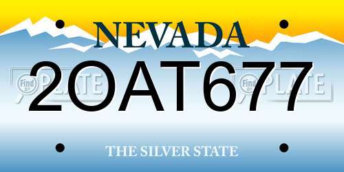 2OAT677 Nevada License Plate