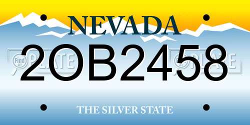 2OB2458 Nevada License Plate