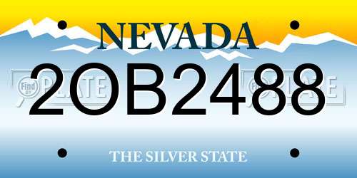 2OB2488 Nevada License Plate