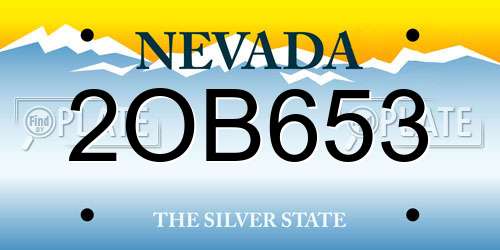 2OB653 Nevada License Plate