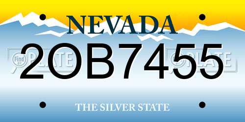 2OB7455 Nevada License Plate