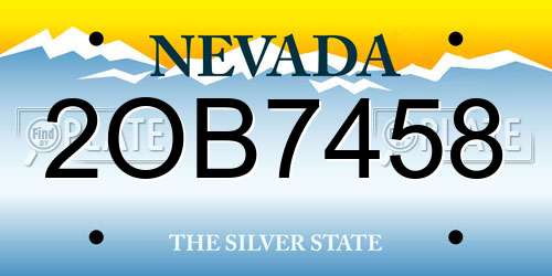 2OB7458 Nevada License Plate