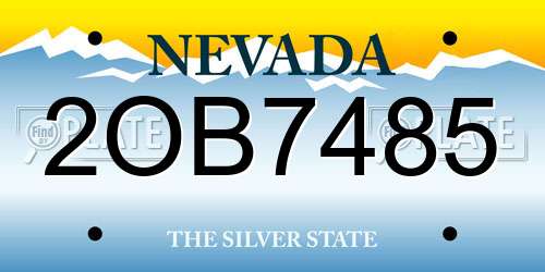 2OB7485 Nevada License Plate