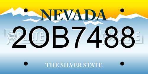2OB7488 Nevada License Plate