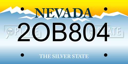 2OB804 Nevada License Plate