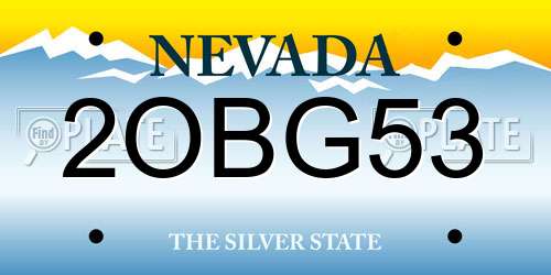 2OBG53 Nevada License Plate