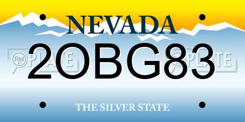 2OBG83 Nevada License Plate