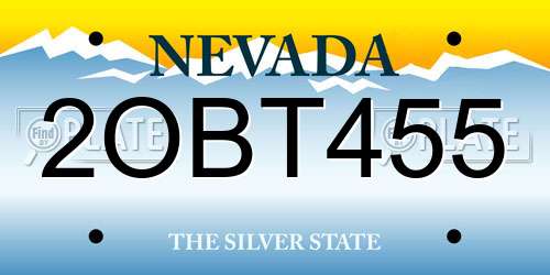 2OBT455 Nevada License Plate