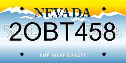 2OBT458 Nevada License Plate