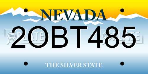 2OBT485 Nevada License Plate
