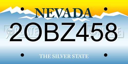 2OBZ458 Nevada License Plate