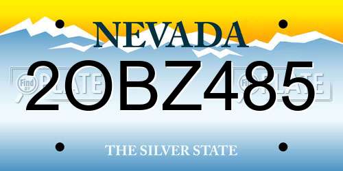 2OBZ485 Nevada License Plate