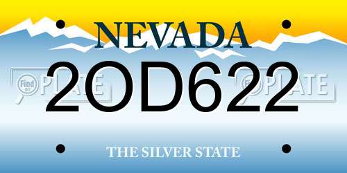 2OD622 Nevada License Plate