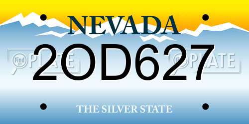 2OD627 Nevada License Plate