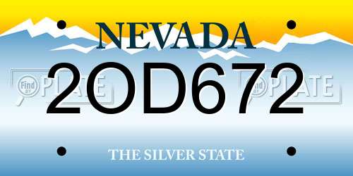2OD672 Nevada License Plate