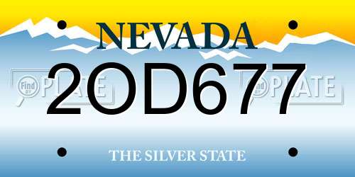 2OD677 Nevada License Plate