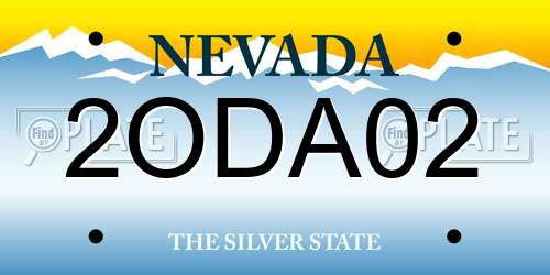 2ODA02 Nevada License Plate