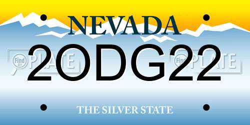 2ODG22 Nevada License Plate