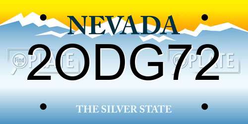 2ODG72 Nevada License Plate