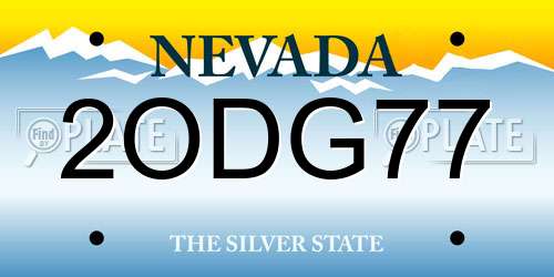 2ODG77 Nevada License Plate