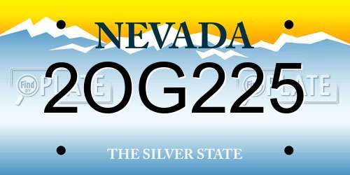 2OG225 Nevada License Plate