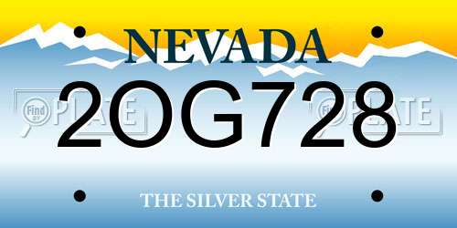 2OG728 Nevada License Plate