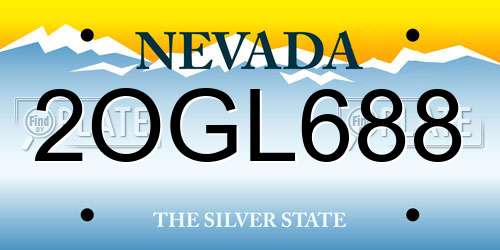 2OGL688 Nevada License Plate