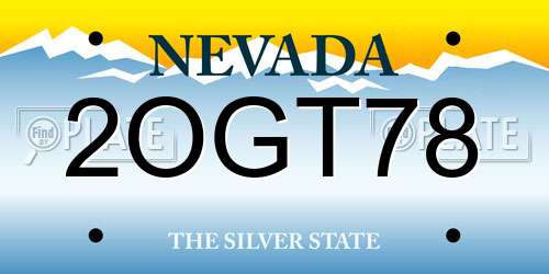 2OGT78 Nevada License Plate