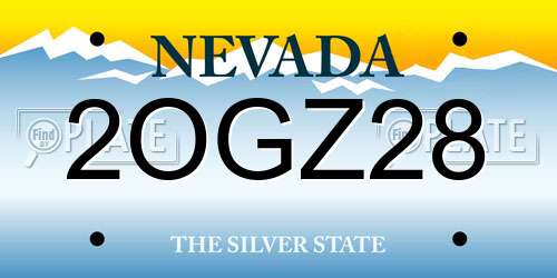 2OGZ28 Nevada License Plate