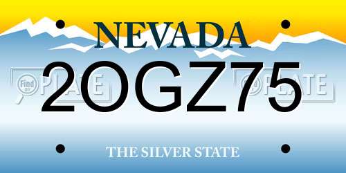 2OGZ75 Nevada License Plate