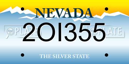2OI355 Nevada License Plate
