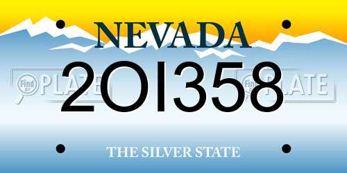 2OI358 Nevada License Plate