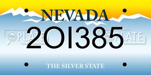 2OI385 Nevada License Plate