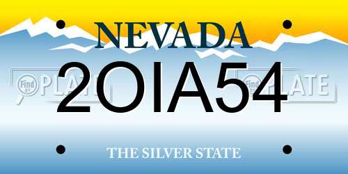 2OIA54 Nevada License Plate