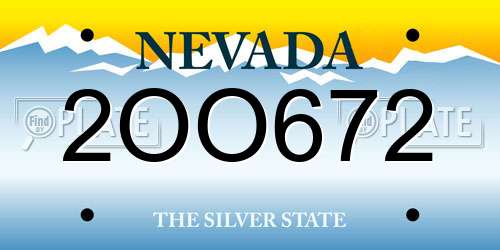 2OO672 Nevada License Plate