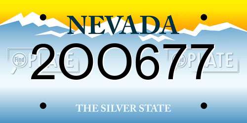 2OO677 Nevada License Plate