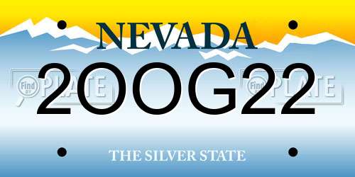 2OOG22 Nevada License Plate