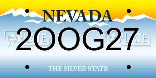 2OOG27 Nevada License Plate
